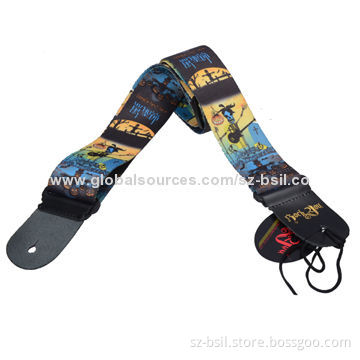 Halloween Pattern Adjustable Print Genuine Leather Ends for Acoustic Guitar Strap Bass
